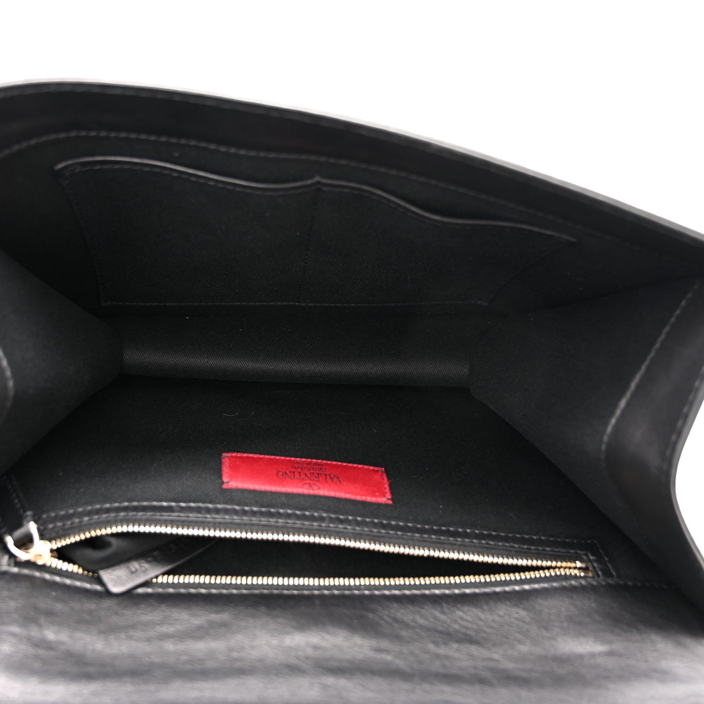 Vitello Large Glam Lock Rockstud Flap Black