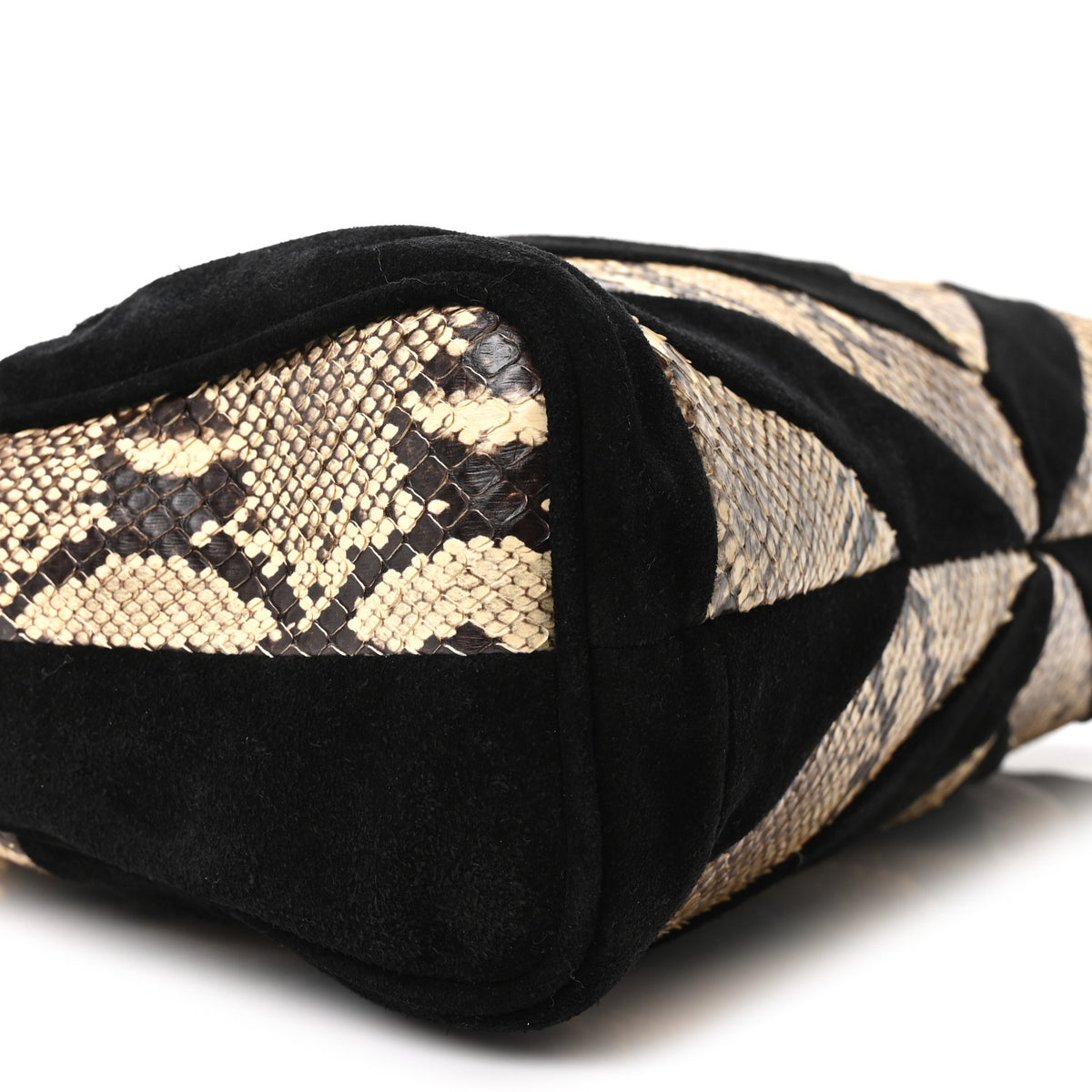 Suede Snakeskin Chevron Patchwork Medium Panthea Bag Tundra