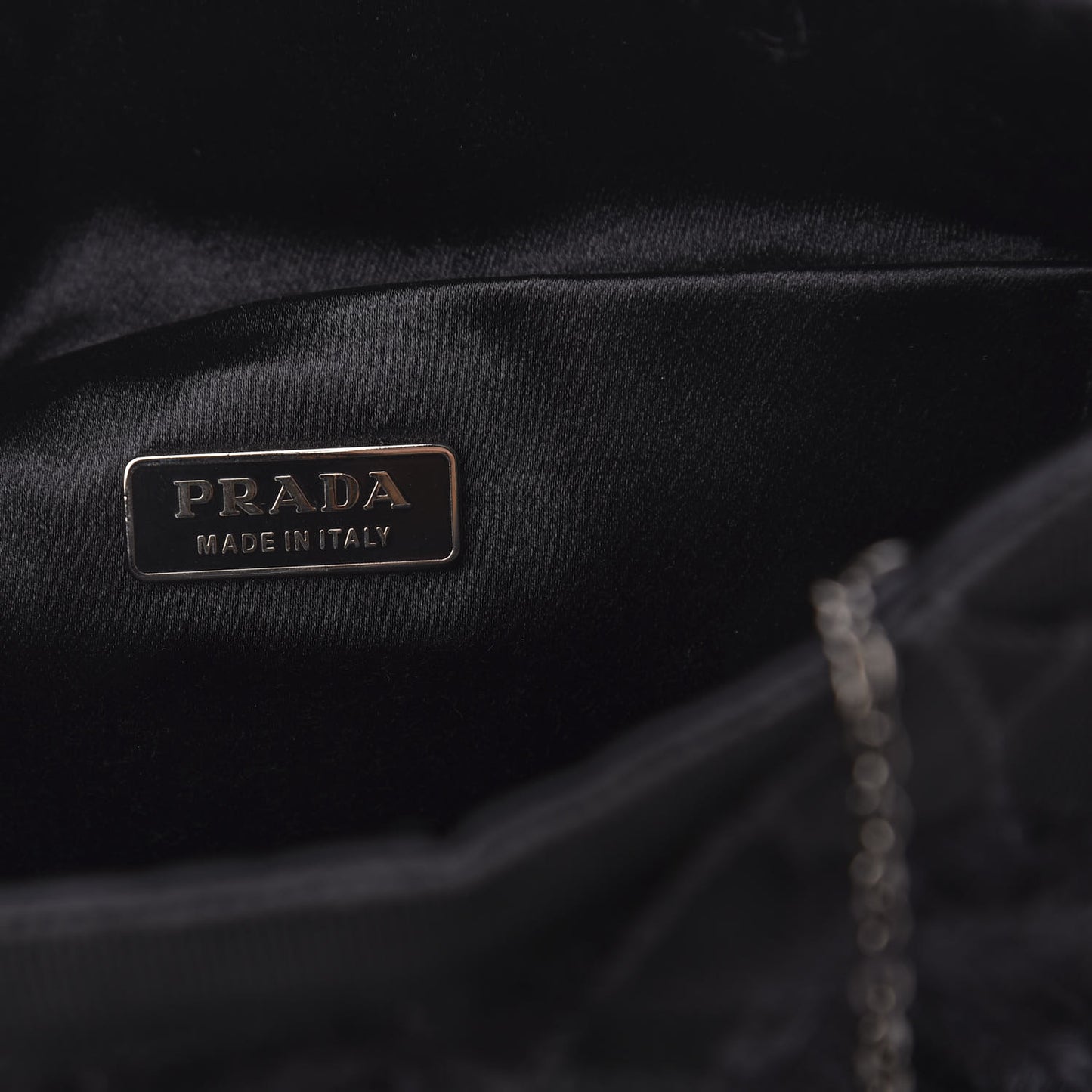 Piume Feather Satin Chain Tote Black