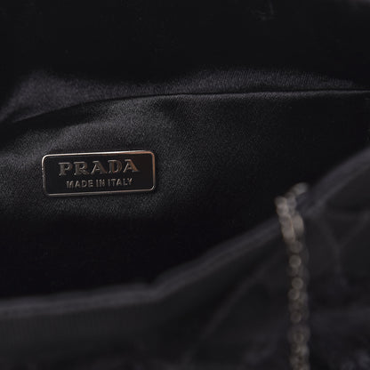 Prada Piume Feather Satin Chain Tote Black 6 of 9