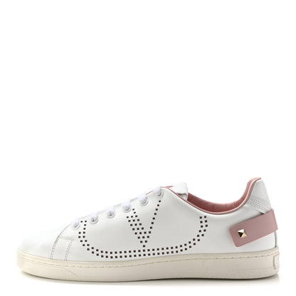 Valentino Garavani Calfskin Womens Backnet Sneakers 39.5 White Water Rose 1 of 15