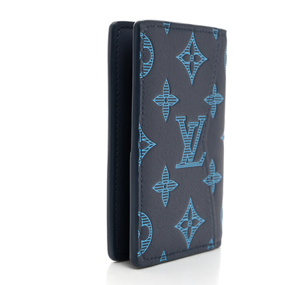 Louis Vuitton Calfskin Monogram Shadow Pocket Organizer Blue 3 of 7