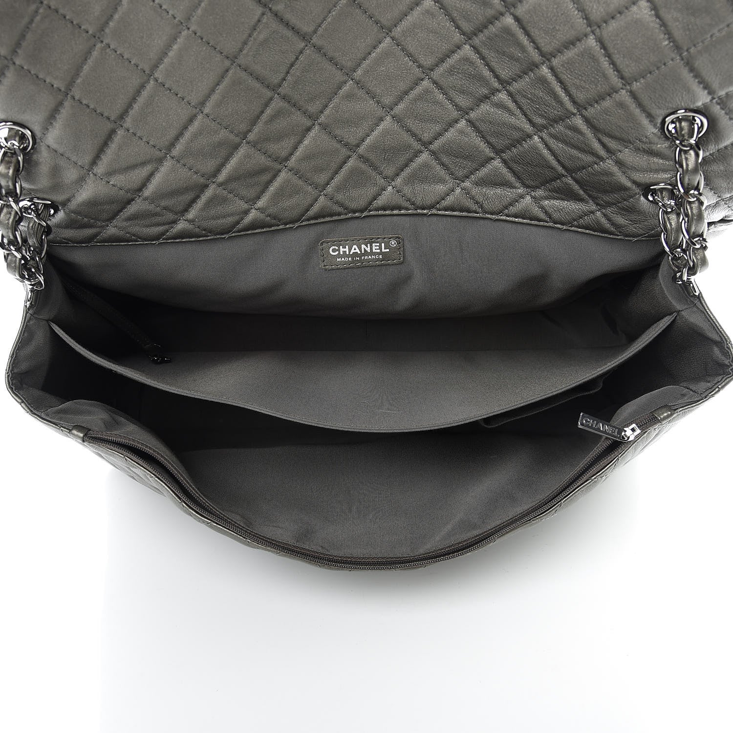 Chanel Metallic Calfskin Quilted XXL Travel Flap Bag Dark Silver 5 of 10