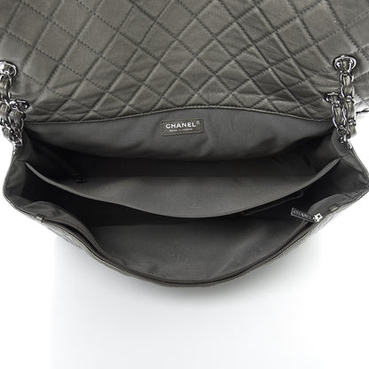 Chanel Metallic Calfskin Quilted XXL Travel Flap Bag Dark Silver 5 of 10