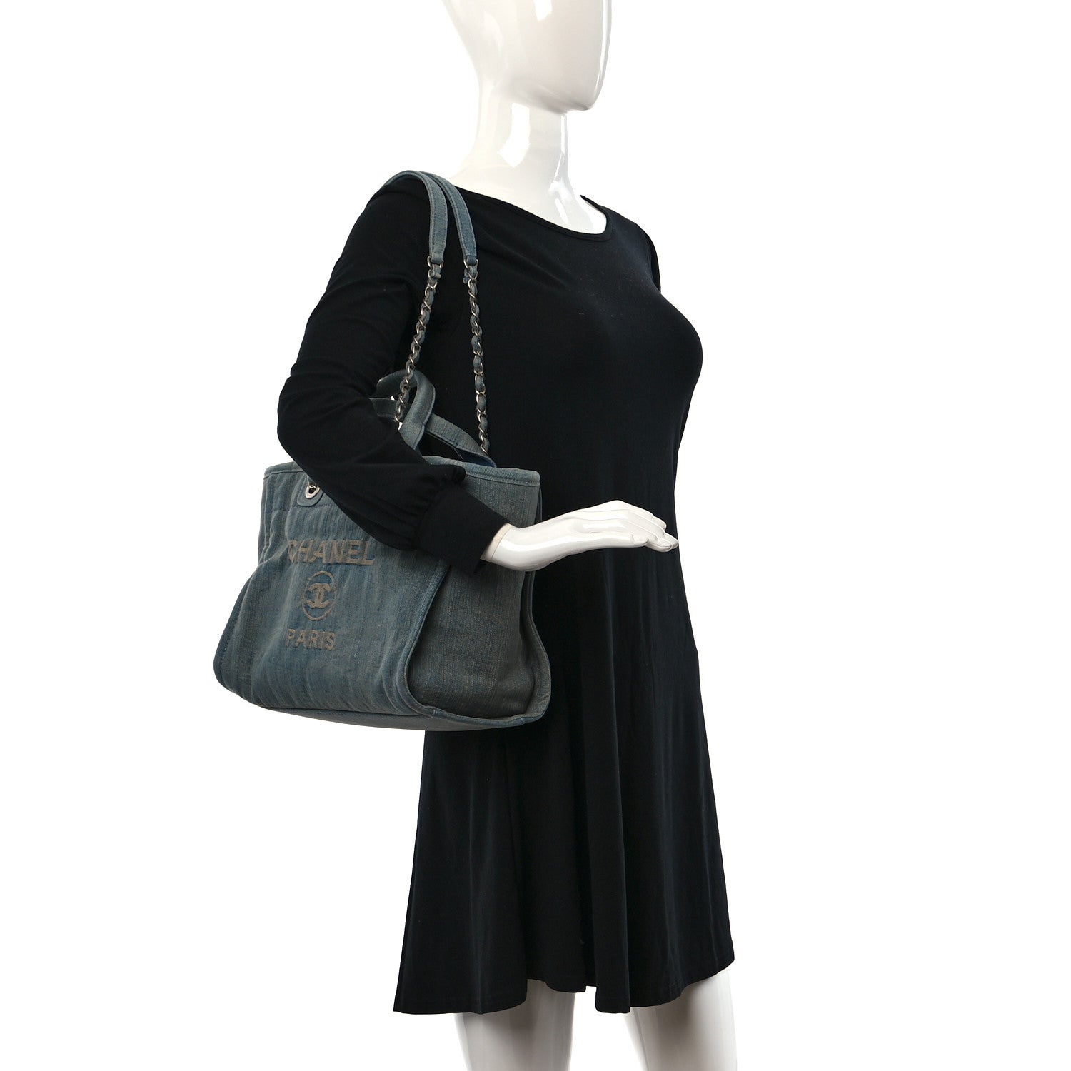 Chanel Denim Small Deauville Tote Light Blue 2 of 15