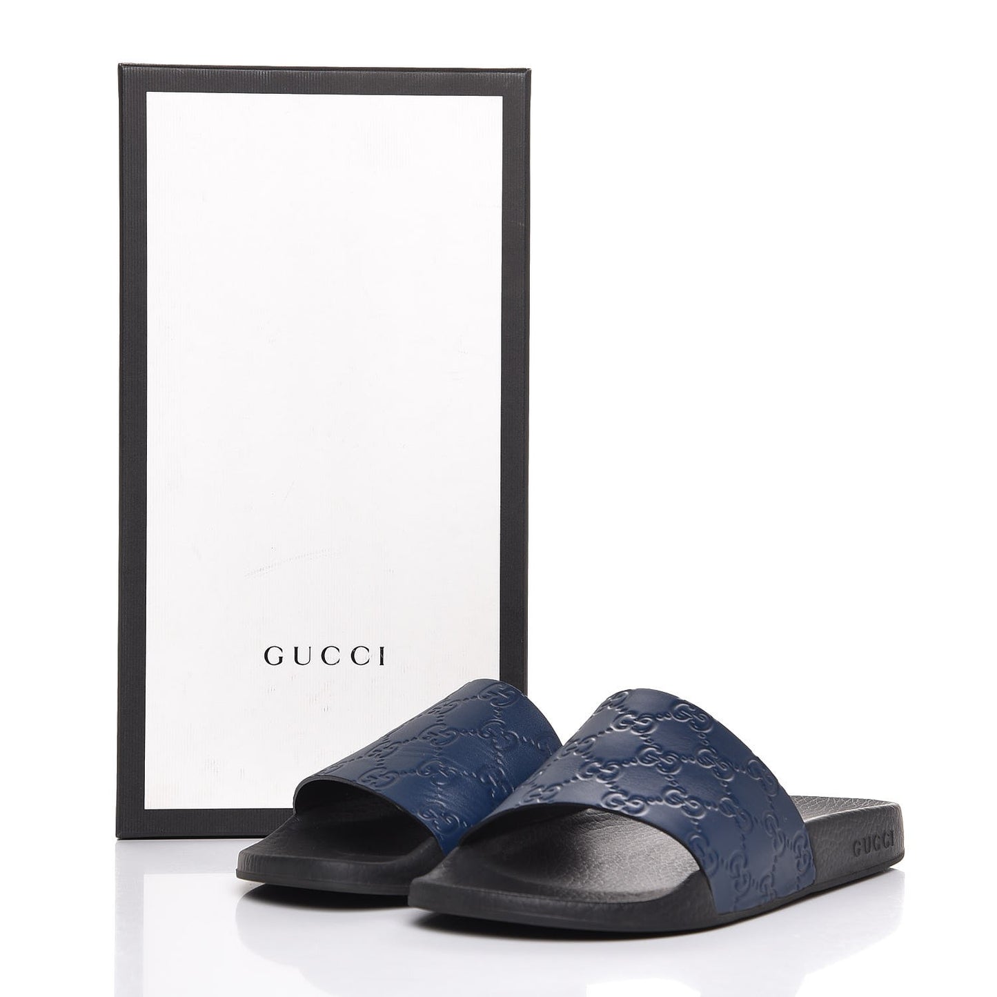 Guccissima Signature Slide Sandals 39 Blue