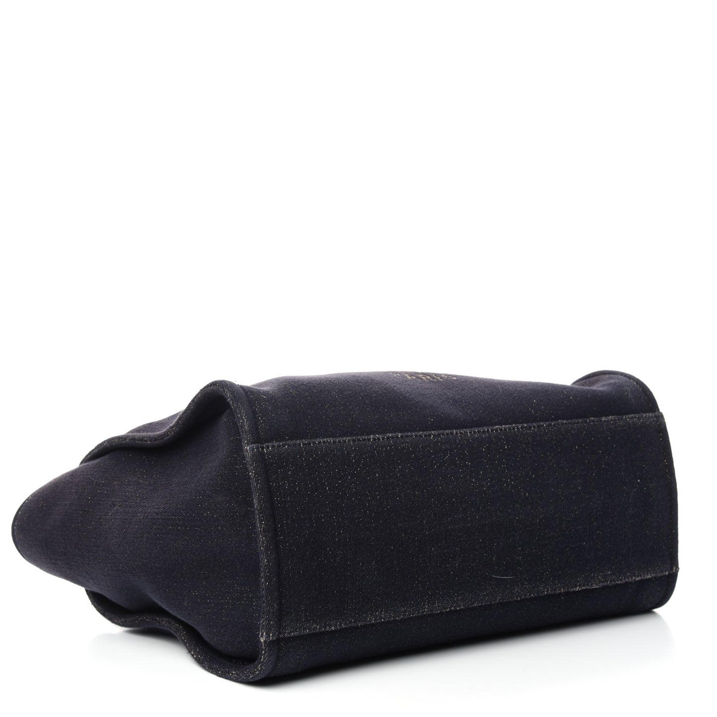 Lurex Canvas Medium Deauville Tote Navy Blue Gold