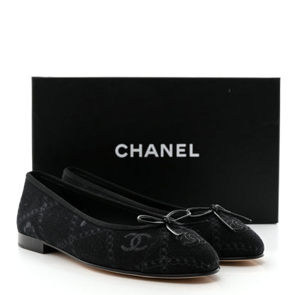 Chanel Denim Printed Cap Toe Ballerina Flats 38.5 Black 9 of 9