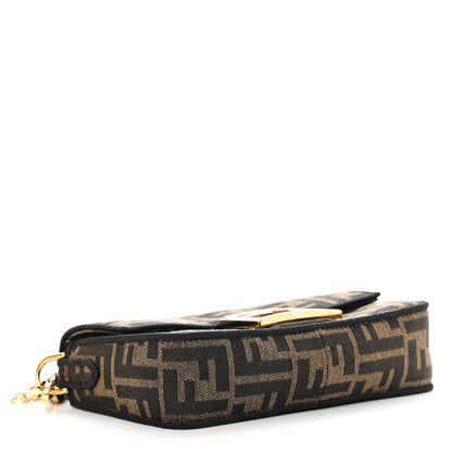 Fendi Fabric Jacquard FF 1974 Mini Baguette Tobacco Moro Black 3 of 12