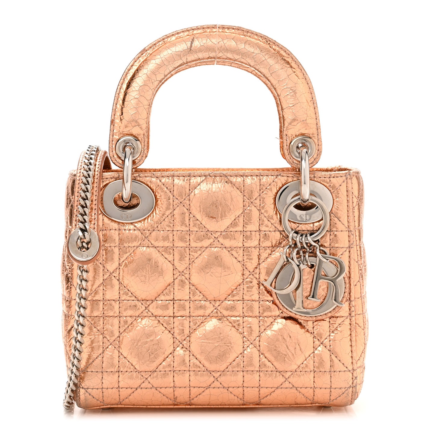 Metallic Cannage Mini Lady Dior Pink