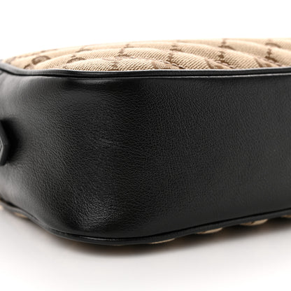 Gucci Monogram Matelasse Diagonal Small GG Marmont Chain Shoulder Bag Beige Black 9 of 12