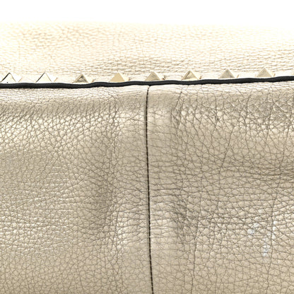 Valentino Garavani Metallic Grained Calfskin Medium Rockstud Reversible Tote Skin Sasso 10 of 12