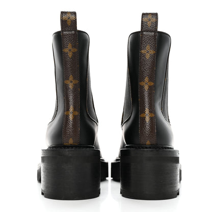 Louis Vuitton Calfskin Monogram Beaubourg Ankle Boots 37.5 Black 4 of 10