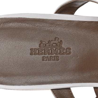Hermes Nappa Amalfi Sandals 38 White Gris Argente 8 of 15