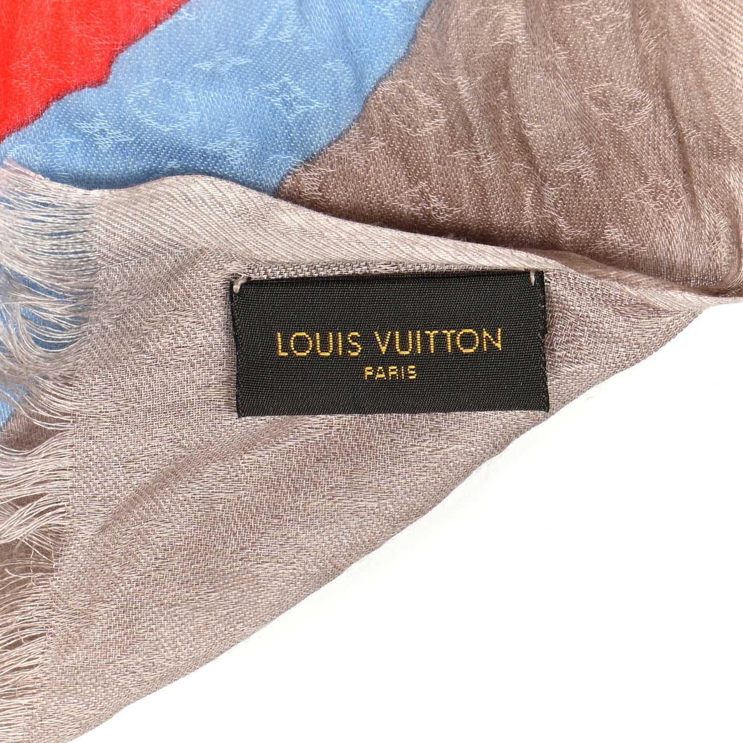 LOUIS VUITTON Monogram Silk Wool Roses Stole Beige