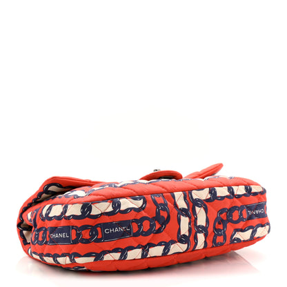 Chanel Silk Chain Printed Medium Single Flap Red 4 of 11