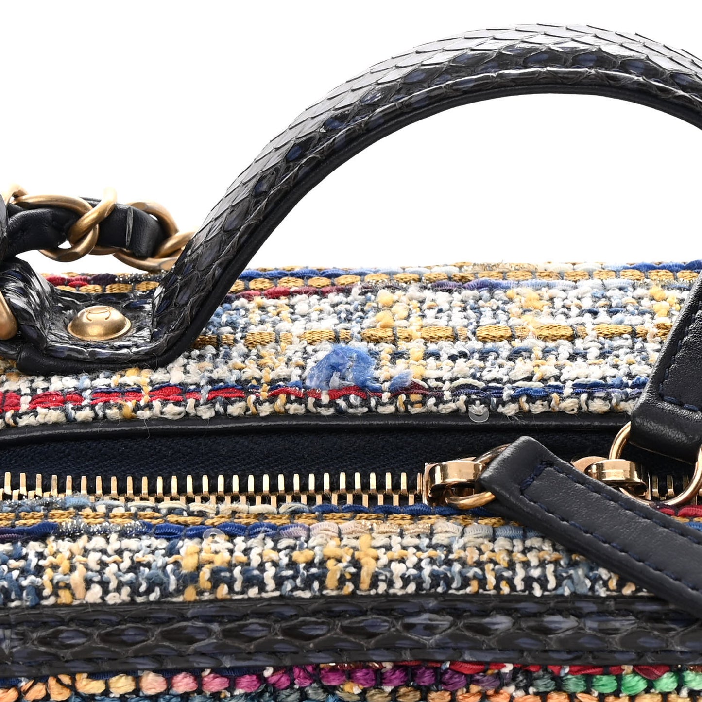 Tweed Snakeskin Quilted Medium CC Filigree Vanity Case Multicolor