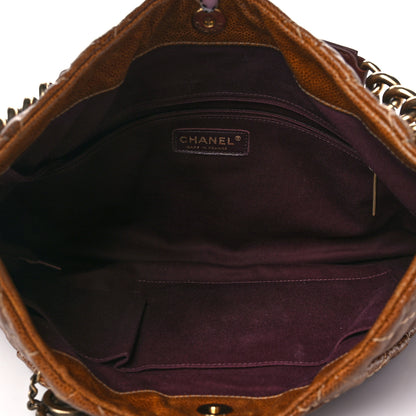 Chanel Crumpled Grained Calfskin Coco Pleats Hobo Brown 4 of 9