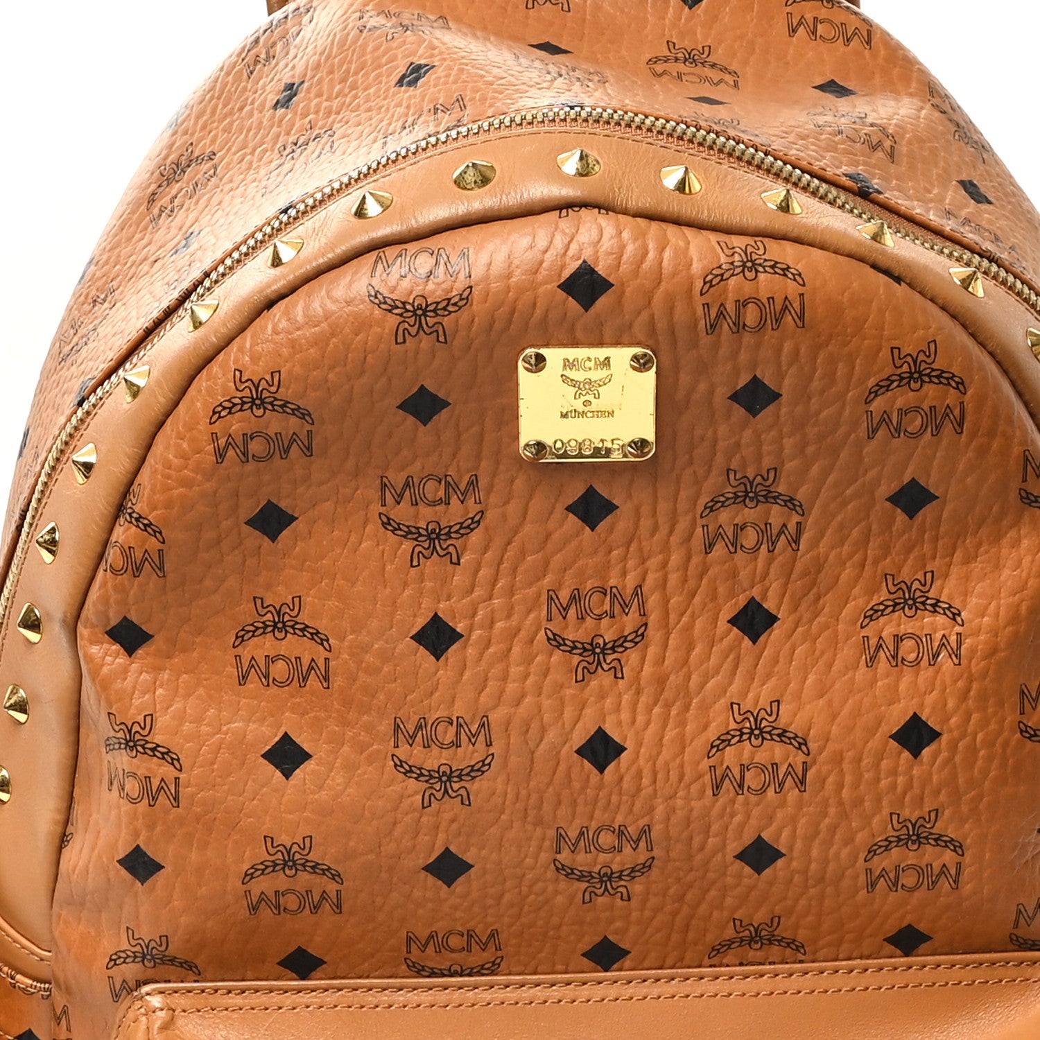 MCM Visetos Studded Medium Stark M Logo Collection Backpack Cognac 8 of 12