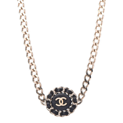 Chanel Lambskin CC Chain Short Necklace Black Gold 1 of 6