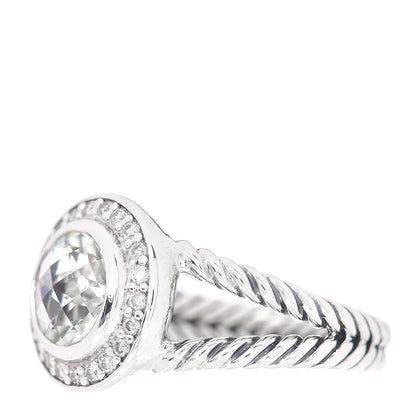 David Yurman Sterling Silver Diamond Prasiolite 8mm Petite Cerise Ring 56 7.5 3 of 5