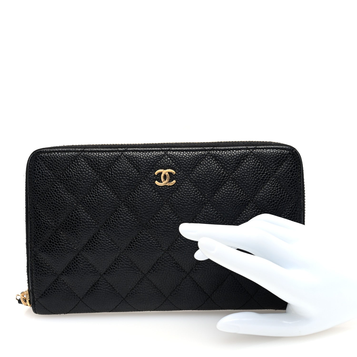 Chanel Caviar Quilted Large Zip Around Organizer Wallet Black 2 of 9