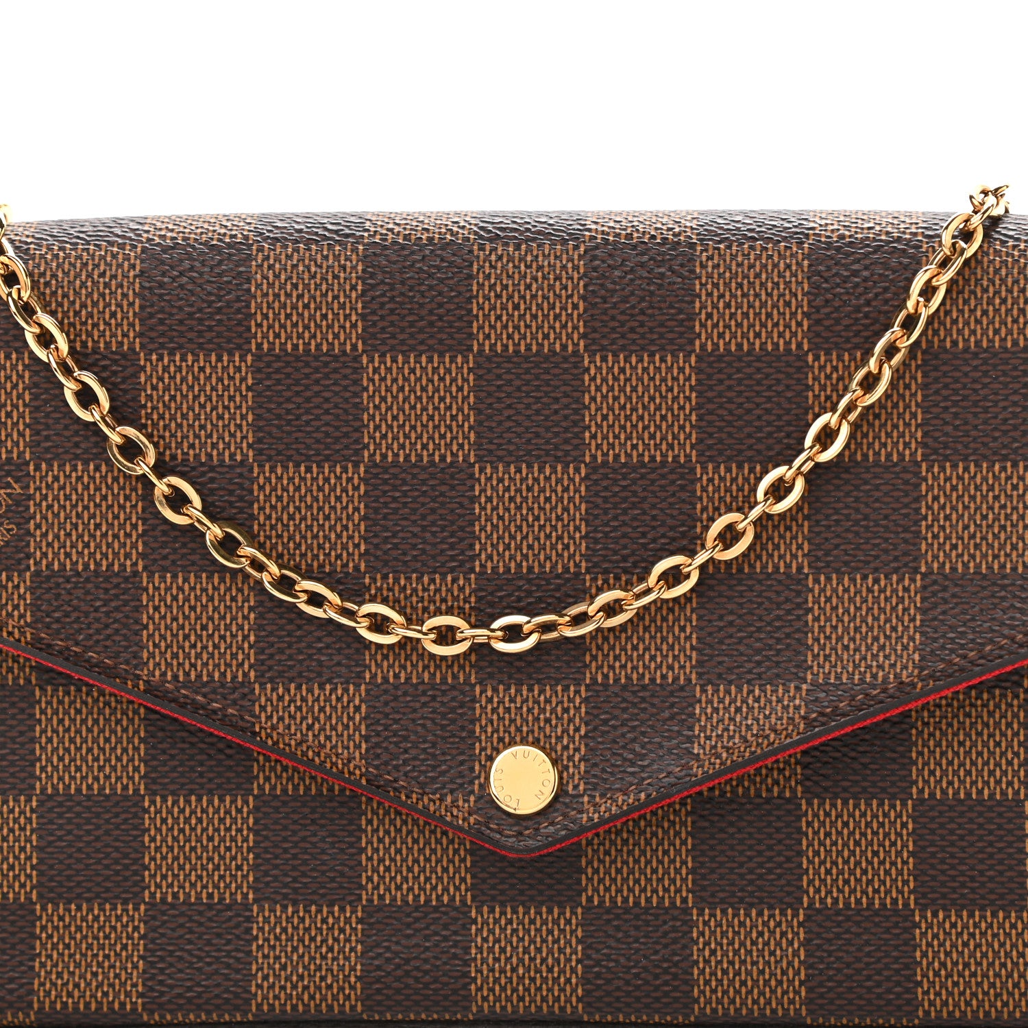 Louis Vuitton Damier Ebene Pochette Felicie Chain Wallet 10 of 13
