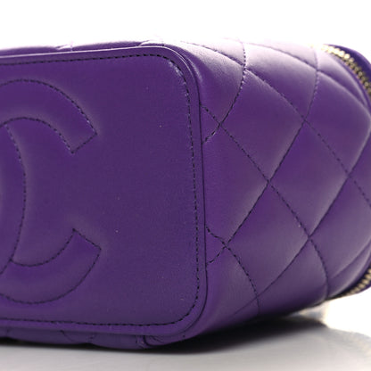 Chanel Lambskin Quilted Small Top Handle Vanity Case With Chain Purple 11 of 11