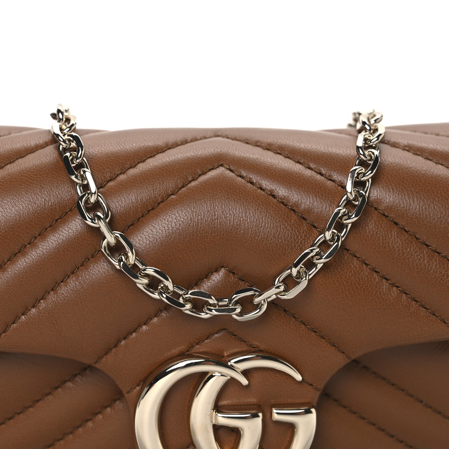 Gucci Lambskin Matelasse Mini GG Marmont Shoulder Bag Brown 8 of 10