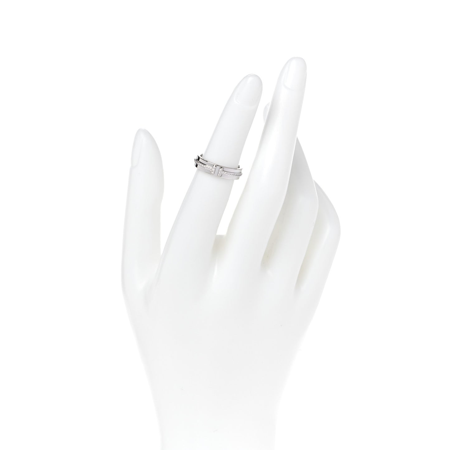 18K White Gold Diamond T Two Narrow Ring 48 4.5