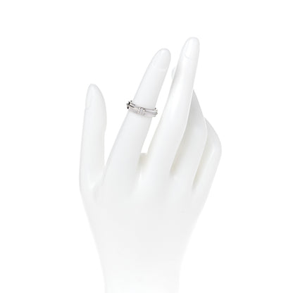 Tiffany 18K White Gold Diamond T Two Narrow Ring 48 4.5 2 of 5