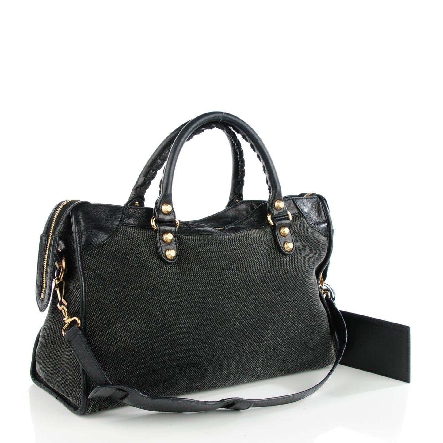 Agneau Canvas Giant 12 Gold Hardware City Black