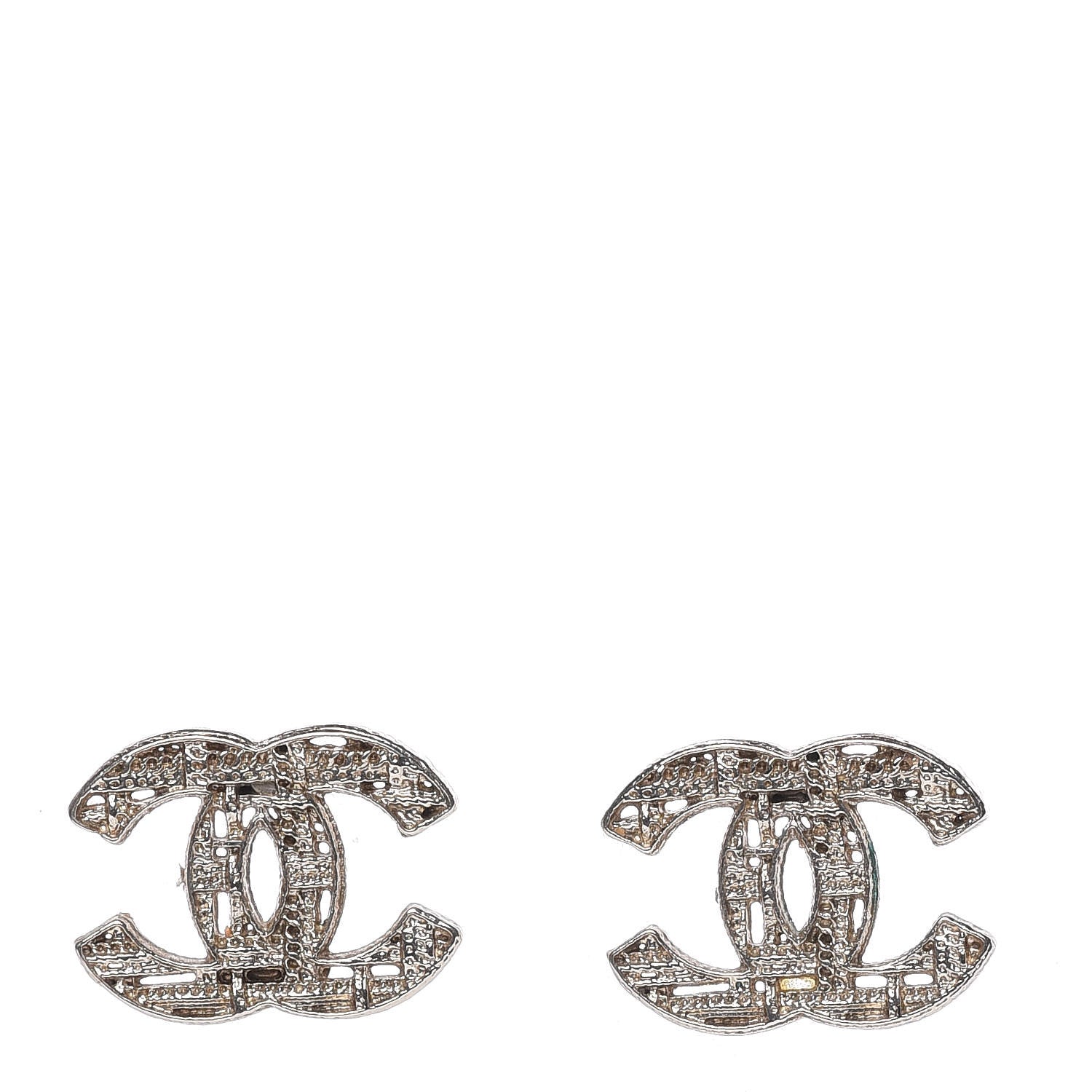 Chanel Tweed Effect CC Earrings Gold 1 of 6