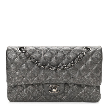Chanel Metallic Caviar Quilted Medium Double Flap Dark Grey 1 of 9