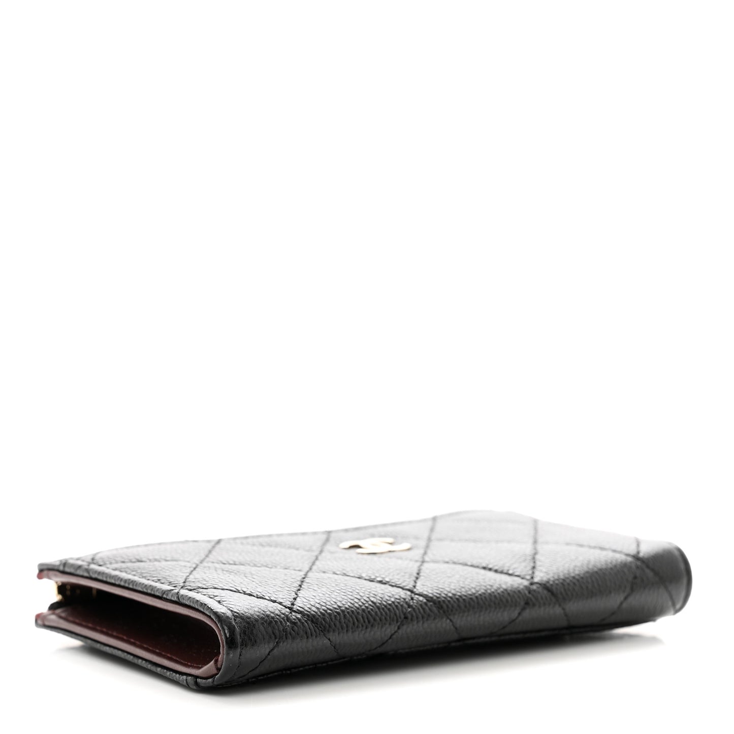 Caviar Quilted CC Zip Around Card Holder Black