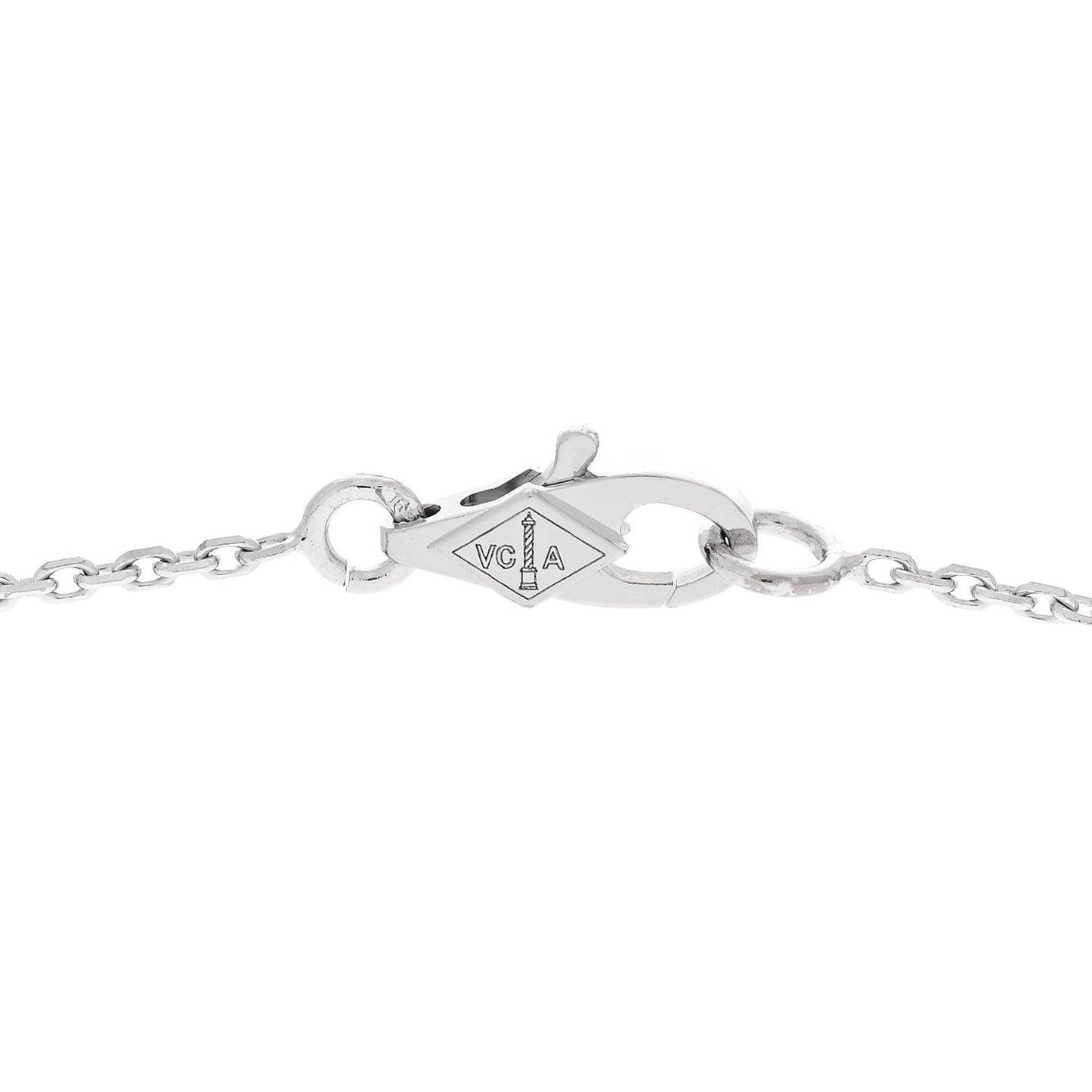 18K White Gold Diamond Sweet Alhambra Pendant Necklace