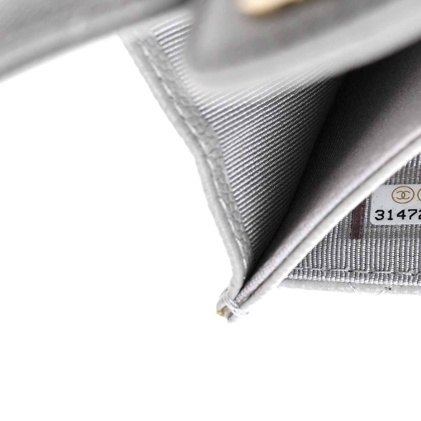 Caviar Quilted Flap Card Holder Wallet Dark Grey