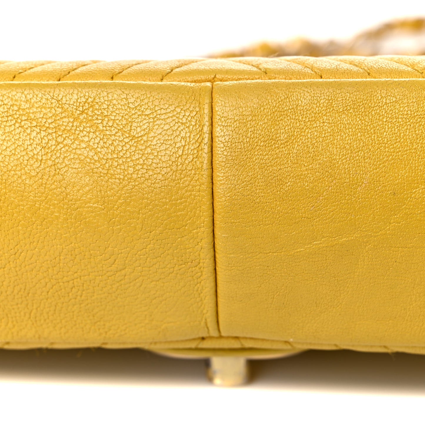 Calfskin Chevron Quilted Small Surpique Flap Yellow