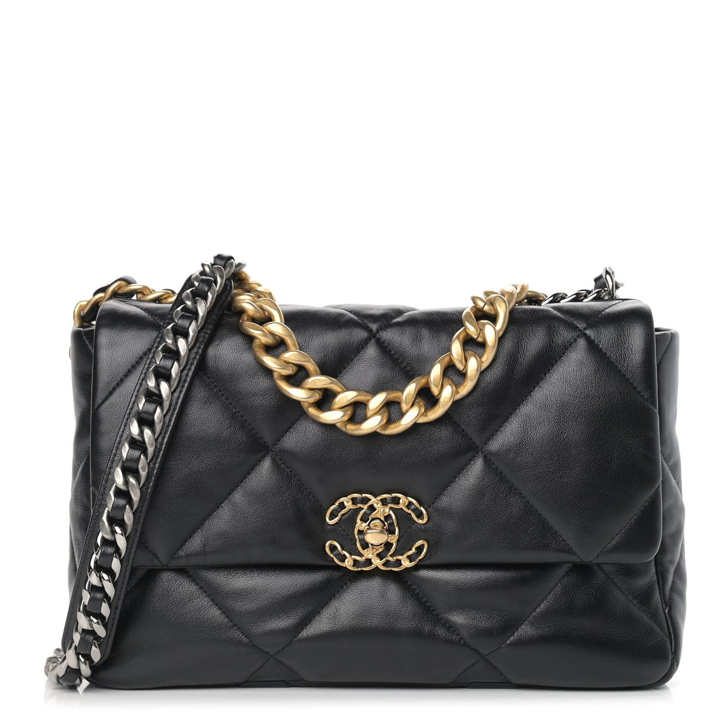 Lambskin Quilted Large Chanel 19 Flap Black