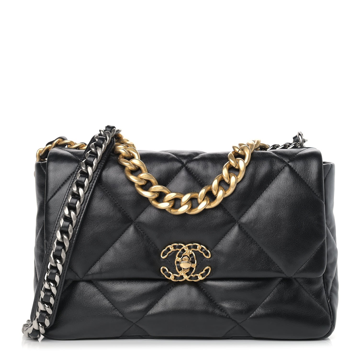 Chanel Lambskin Quilted Large Chanel 19 Flap Black 1 of 9