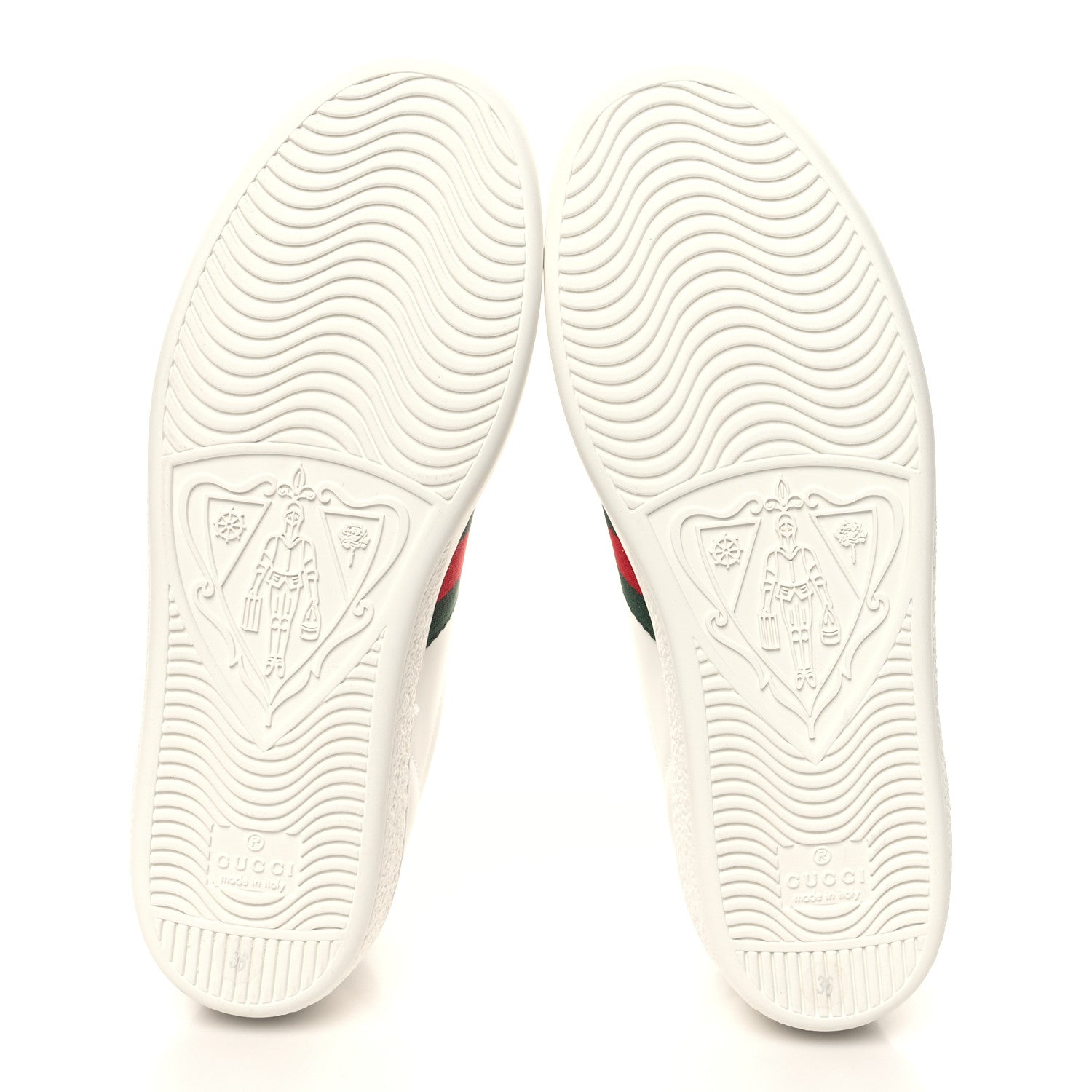 Gucci Calfskin Crocodile Web Womens Ace Sneakers 36 White Green 5 of 9