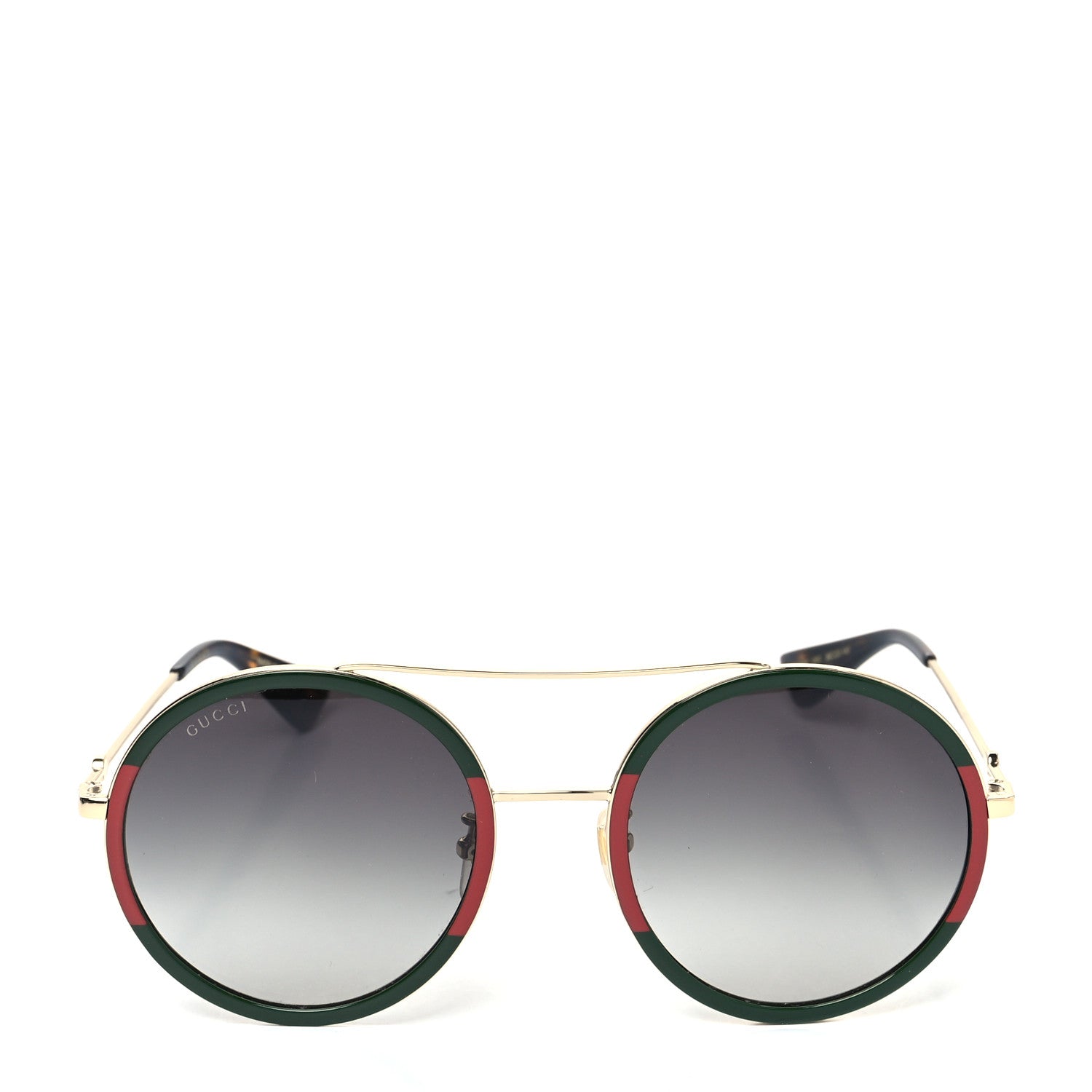 Gucci Metal Round Frame Sunglasses GG0061S Green Red 2 of 8
