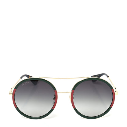 Gucci Metal Round Frame Sunglasses GG0061S Green Red 2 of 8