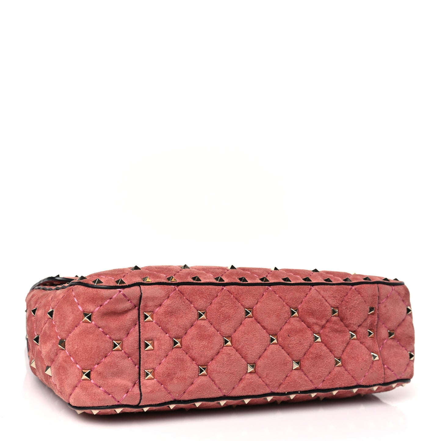 Suede Medium Rockstud Spike Shoulder Bag Antico Rosa
