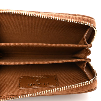 Chanel Lambskin Quilted Zip Around Coin Purse Wallet Brown 5 of 9