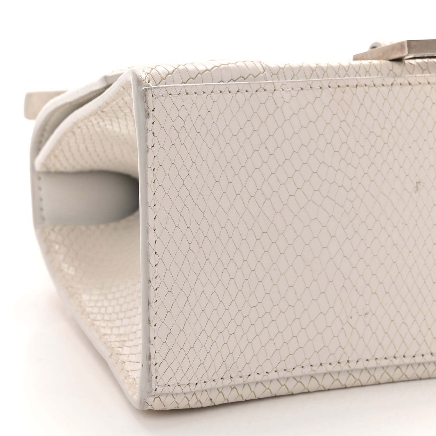 Balenciaga Calfskin Snake Embossed Small Hourglass Top Handle Bag White 8 of 9