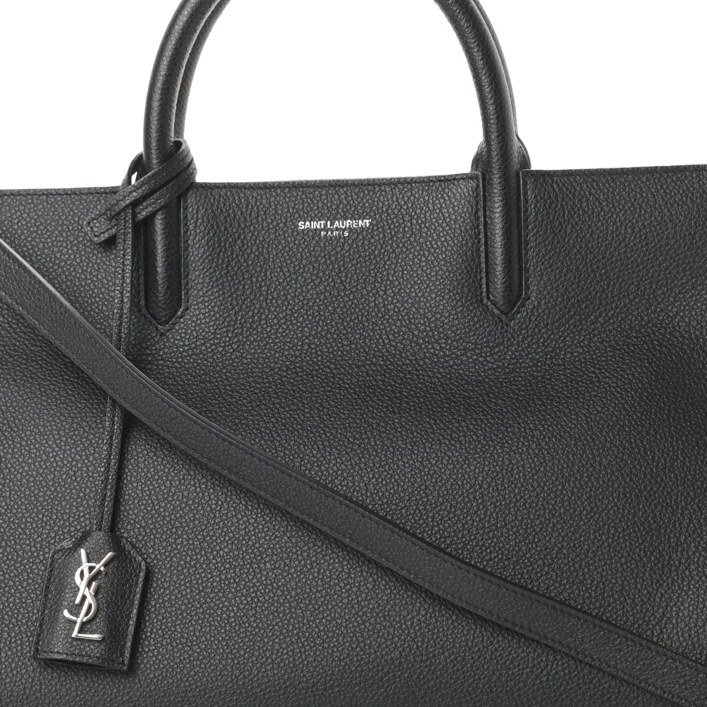 Grained Calfskin Small Cabas Rive Gauche Black