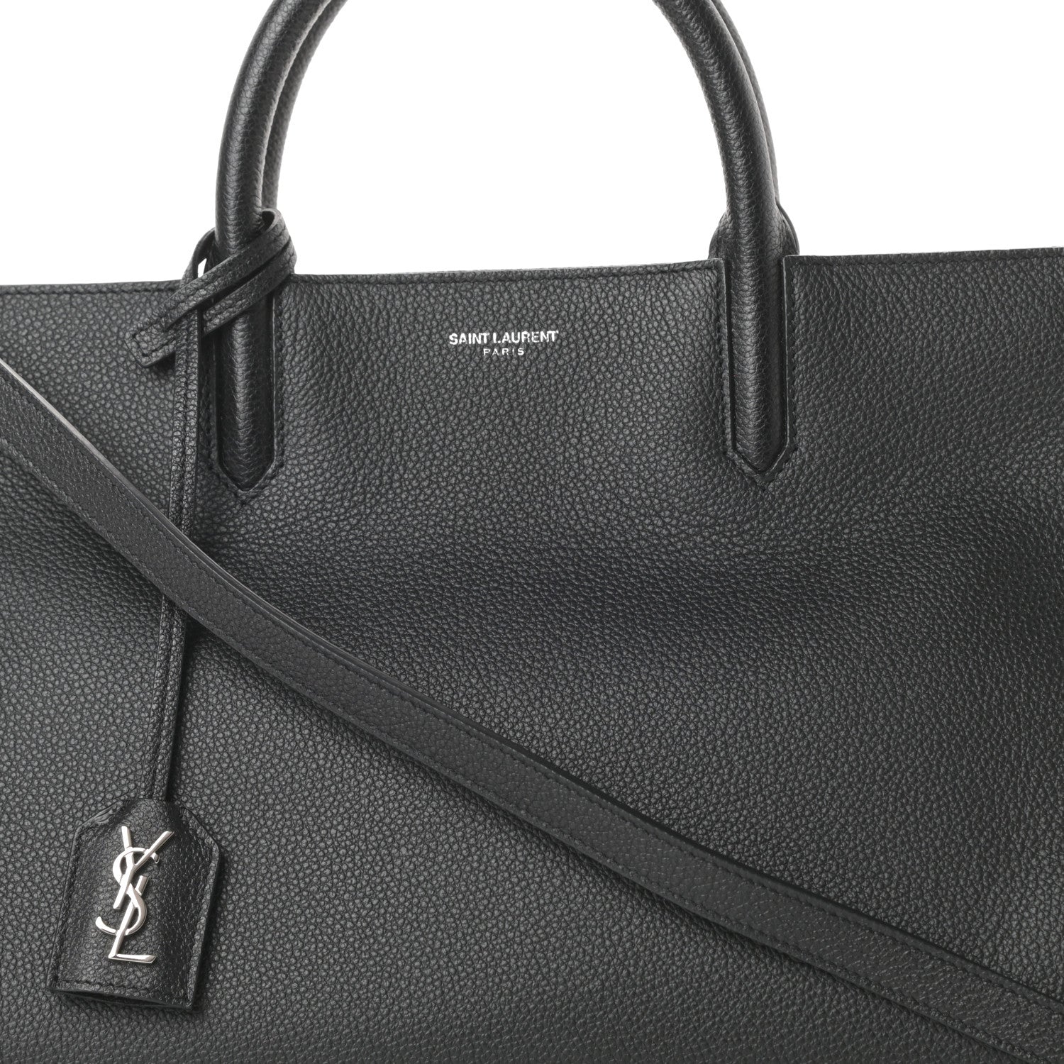 Saint Laurent Grained Calfskin Small Cabas Rive Gauche Black 8 of 11