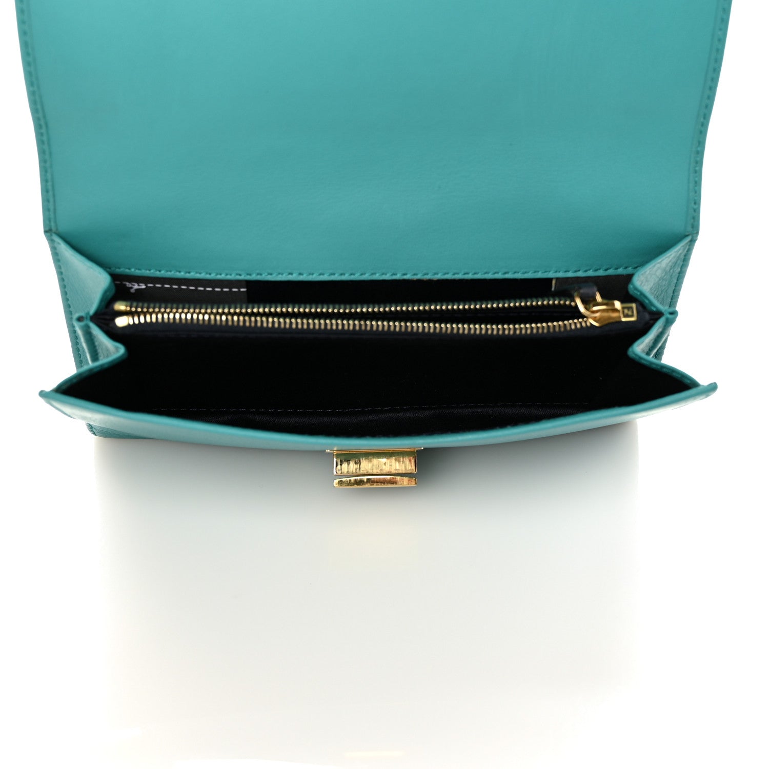Fendi Calfskin Tortoise Peekaboo Continental Wallet Turquoise 5 of 9
