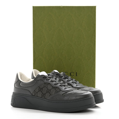 Gucci Textured Dollar Calfskin GG Supreme Monogram Mens Chunky Sneakers 9 Graphite Grey Black Grey 16 of 16